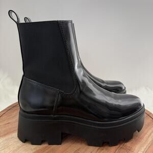 Open Edit Boots Womens Size 6.5 Black Edris Platform Chelsea Chunky Lug Sole